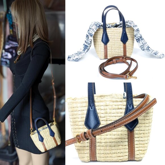 TORY BURCH Nano Picnic Straw Basket Shoulder Bag Perry Limited Edition - Picture 3 of 16